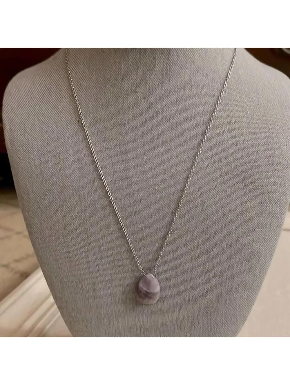 Amelia Rue Amethyst pendant necklace w silver chain  / matching earrings NWOT